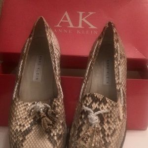 Anne Klein snake print loafers